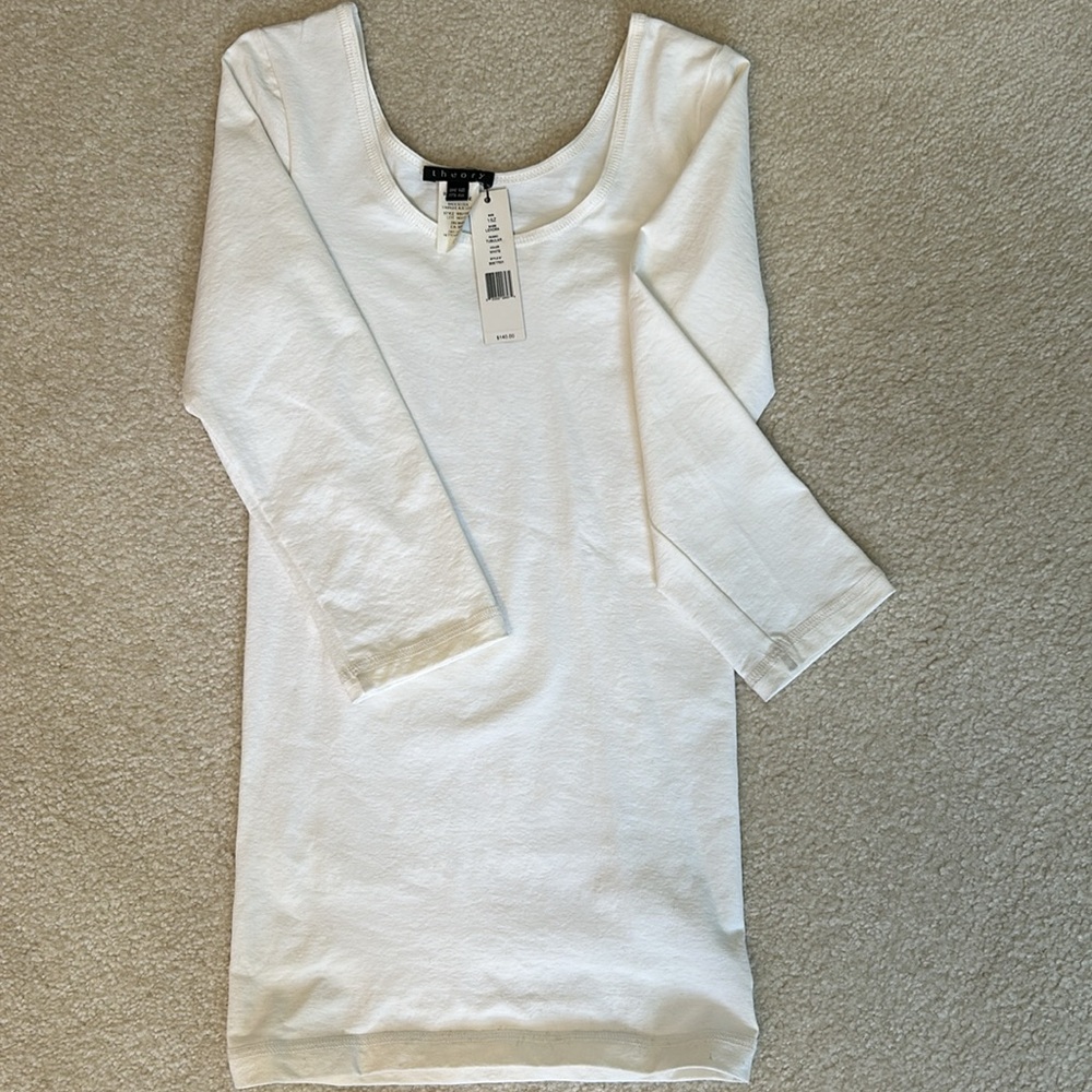 TWO Theory stretch shirts. One is navy and one is white. One size - Picture 4 of 5